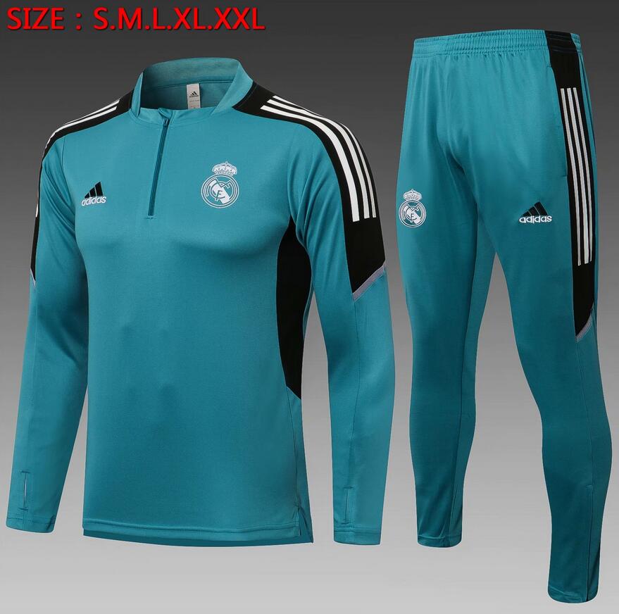 2021/22 Real Madrid Green Training Kits Sweatshirt with Pants